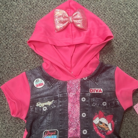 🌸3/$30🌸 LOL SURPRISE! Pink hooded blk/grey leopard tulle tutu dress - Picture 3 of 5